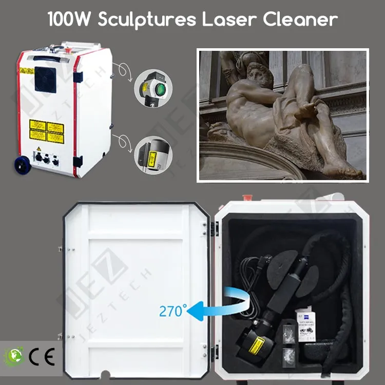 100W লেজার ক্লিনিং মেশিন সহ মোবাইল পেইন্টার